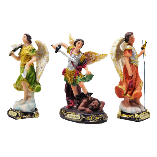 MrcjSales Gabriel, Raphael, Michael Archangels Set | Quality Resin | Detailed Statues | Spanish Names | Gift-Ready Box | Multiple Sizes | Spiritual Decor image 1