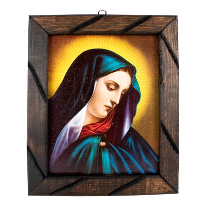 Mrcjsales - Lady of Sorrows – Rustic Frame, Virgen Dolorosa, Mexican Art, Symbolizes Hope, Love, Strength. Perfect Home Decor & Unique Gift! - S | 12"x10" image