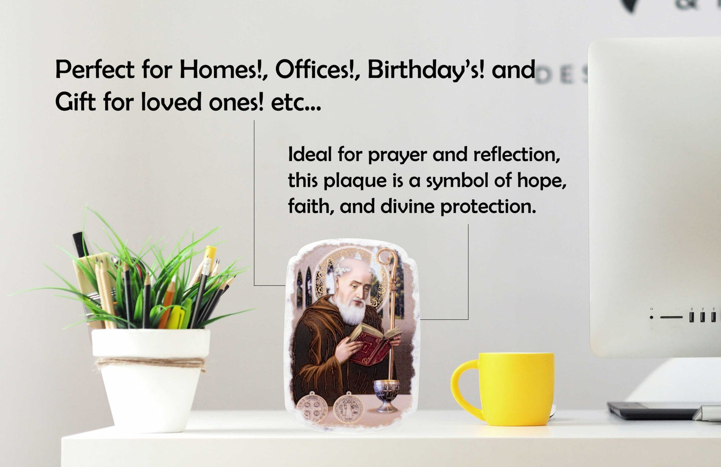 Mrcjsales: St. Benedict Plaque | Pregamino | San Benito | Spiritual Devotion | Resin Craft | Timeless Gift | Unique Decor | Cultural Symbol | Affordable Faith Art image 5