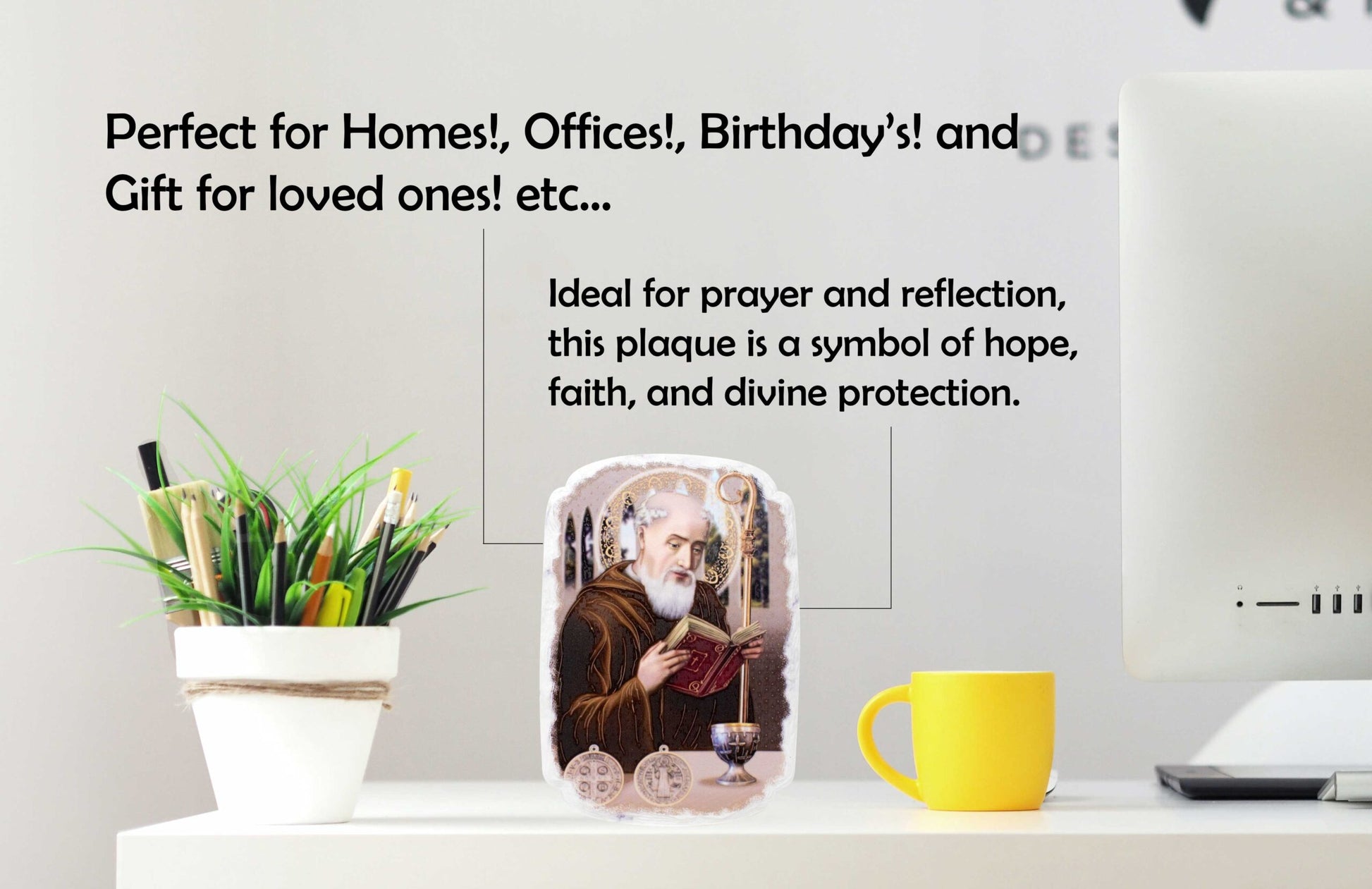 Mrcjsales: St. Benedict Plaque | Pregamino | San Benito | Spiritual Devotion | Resin Craft | Timeless Gift | Unique Decor | Cultural Symbol | Affordable Faith Art image 5