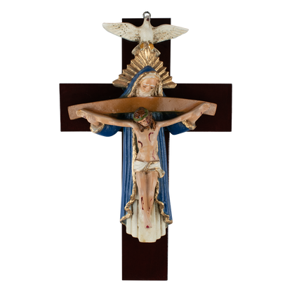 Mrcjsales: Holy Trinity Blue Crucifix | Santísima Trinidad Cruz | Polyester & Resin | Made in Mexico | Ideal Christian Gift! - M | 24" image
