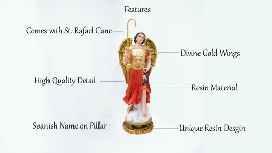 MrcjSales - Archangel St. Raphael Statue | Multiple Sizes | Resin Craftsmanship | Religious Home Decor image 3