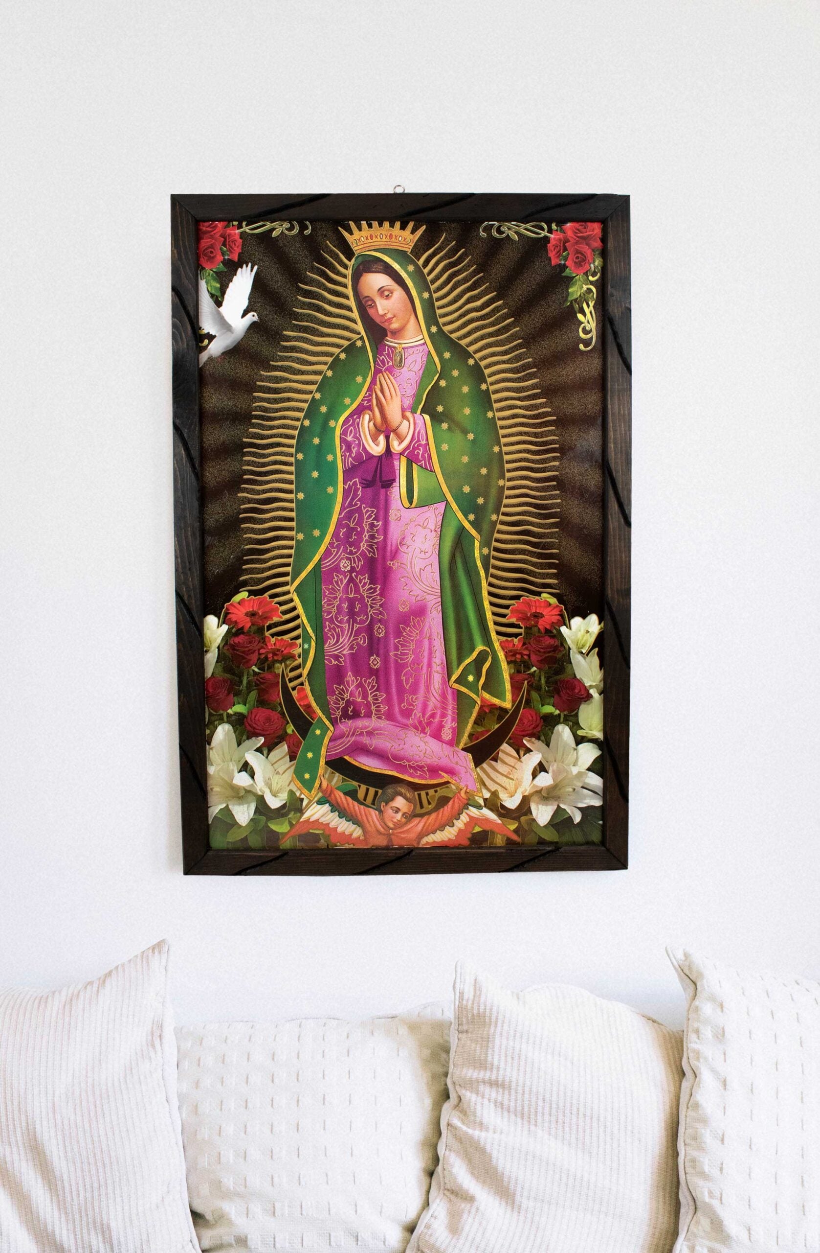 Mrcjsales- Virgen de Guadalupe - lady of guadalupe – Rustic Frame, Mexican Art, Symbolizes Hope, Love, Strength. Perfect Home Decor & Unique Gift! image 2