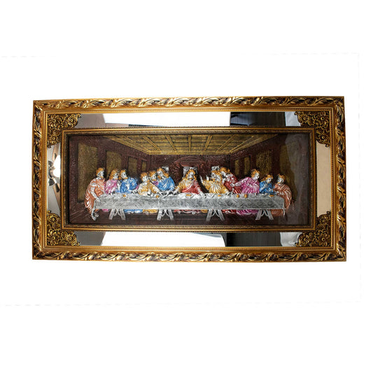 MrcjSales - Last Supper Color - Glass Frame | Gold Double Frame | Heavy Duty | Very Detailed | Sizes 47"x24" | Ideal for Home, Church, and Gifts image 0