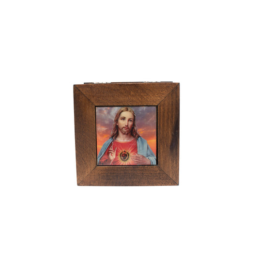 MrcjSales Sacred Heart of Jesus Jewelry Box - High-Quality Wood Craftsmanship | Great Gift Idea | Multiple Sizes image 0