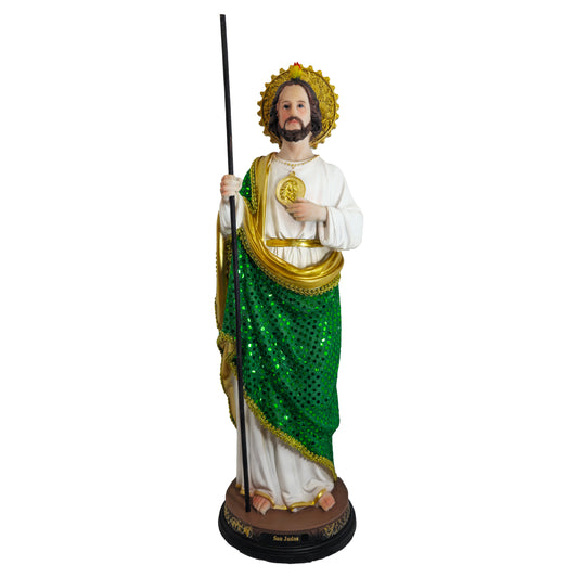MrcjSales St. Judas Green Cloth Statue | Patron Saint of Hope | Durable Resin | Intricate Detail | Church/Home Decor | Gift for All Occasions image 2
