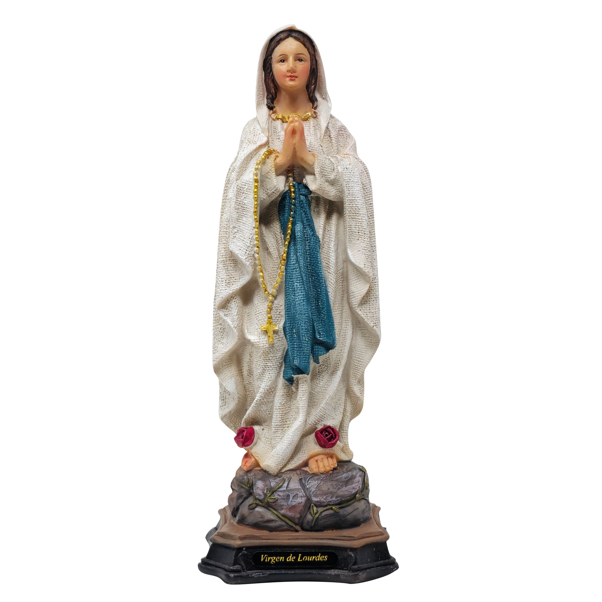MrcjSales - Our Lady Of Lourdes Resin Statue | Multiple Sizes | Durable Religious Icon for Church, Home Decor, Altars | Spanish Name Engraved - S x 8" inches image