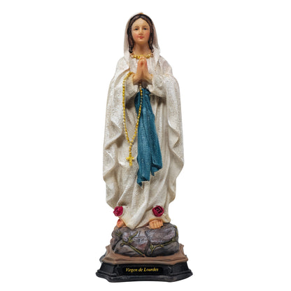 MrcjSales - Our Lady Of Lourdes Resin Statue | Multiple Sizes | Durable Religious Icon for Church, Home Decor, Altars | Spanish Name Engraved - S x 8" inches image