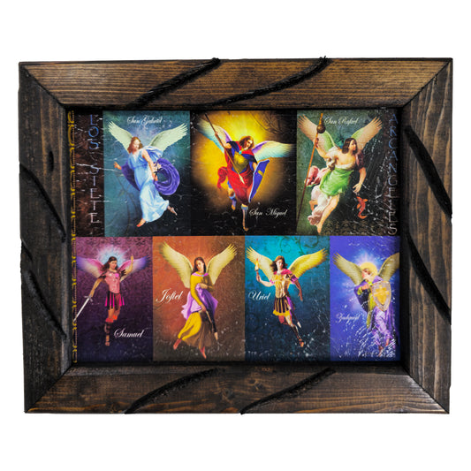 7 Archangels Rustic Frame Ultimos Arcangeles Handcrafted Mexican Art Durable Wood Design Available in 24x36 13x18 10x12 Home Decor Gift by MrcjSales image 2