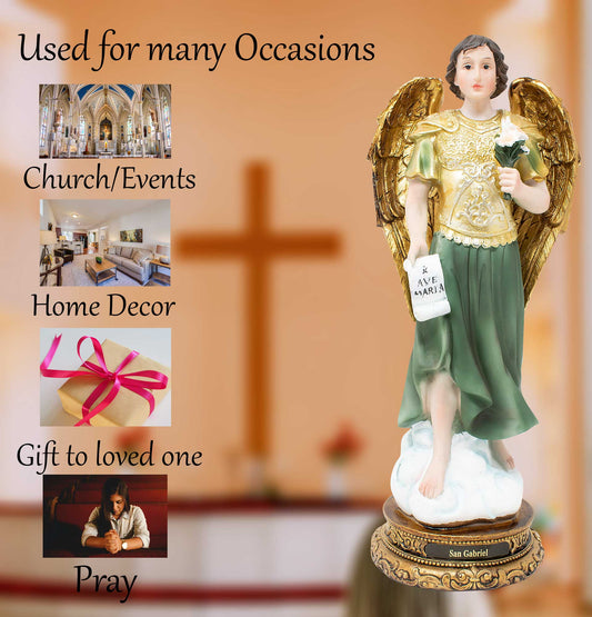MrcjSales - Archangel St. Gabriel Statue | Multiple Sizes | Lifelike Resin Craftsmanship | Religious Decor image 4