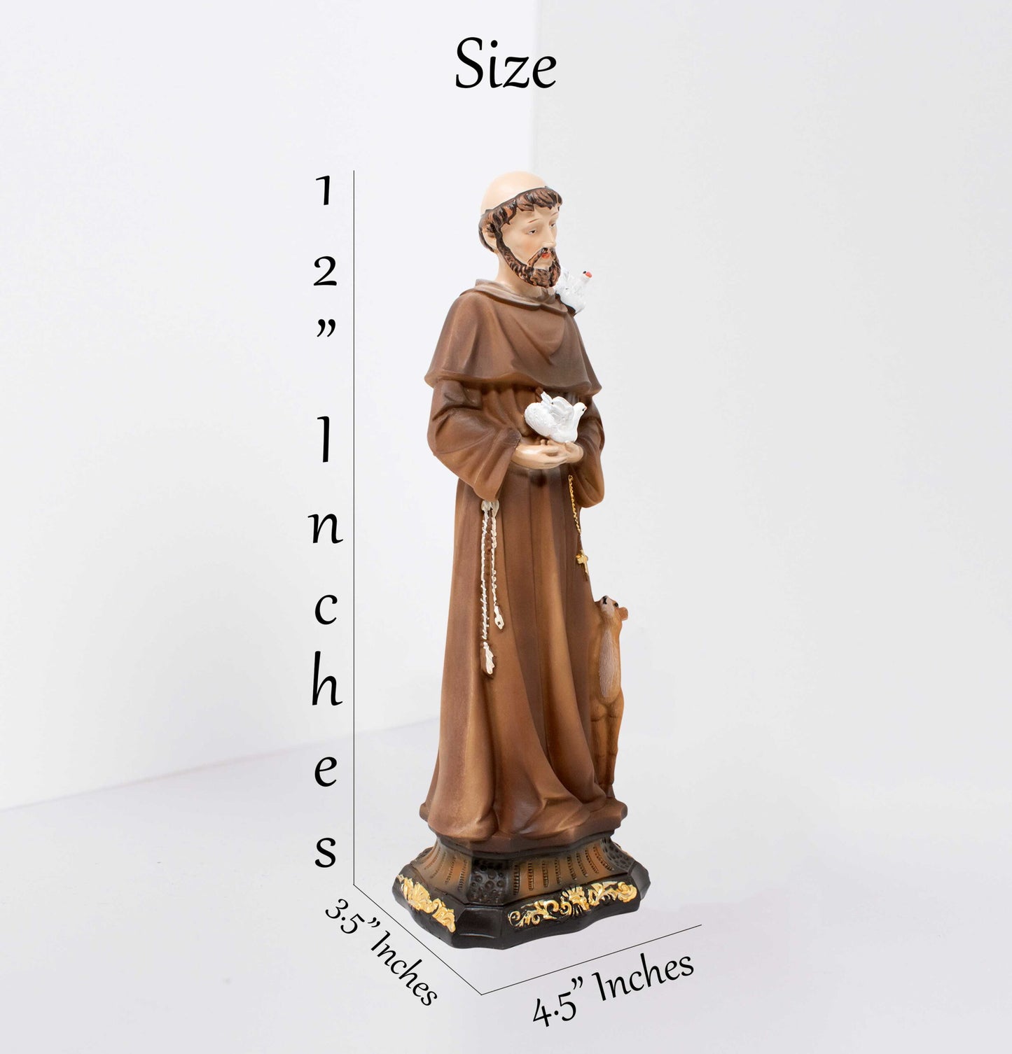 MrcjSales - San Francisco de Asis Resin Statues | Multiple Sizes | High-Quality Craftsmanship | Perfect for Church, Home Decor, Gifts image 2