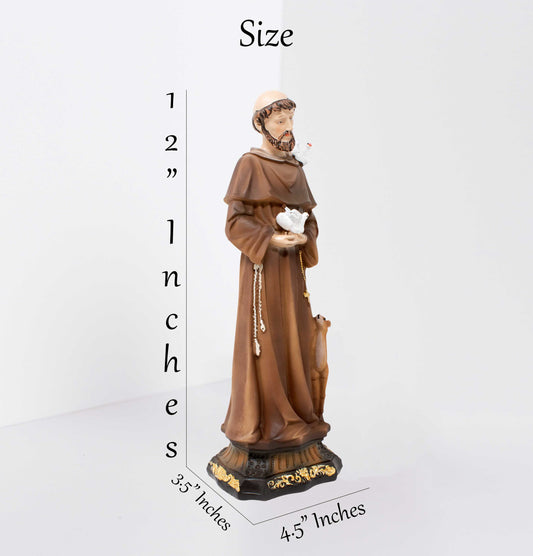 MrcjSales - San Francisco de Asis Resin Statues | Multiple Sizes | High-Quality Craftsmanship | Perfect for Church, Home Decor, Gifts image 2