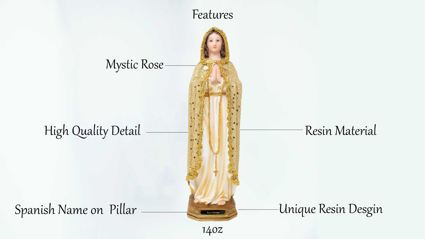 MrcjSales - Mystic Rose Dressed Resin Statue | Rosa Mística Vestida | Ideal for Church, Home Decor | Multiple Sizes Available image 2