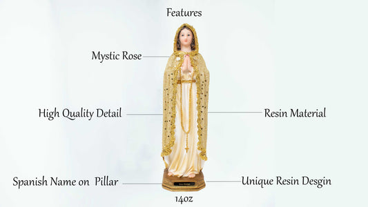 MrcjSales - Mystic Rose Dressed Resin Statue | Rosa Mística Vestida | Ideal for Church, Home Decor | Multiple Sizes Available image 2