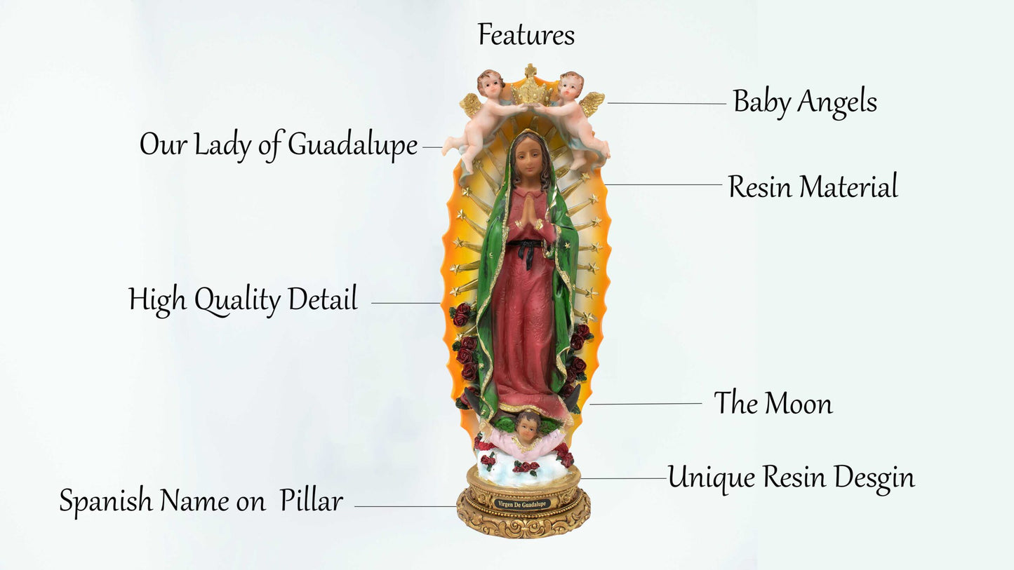 MrcjSales - Our Lady of Guadalupe w/ Baby Angels Statue | Multiple Sizes, Resin Craftsmanship |Perfect for Home, Church & Gifts image 3