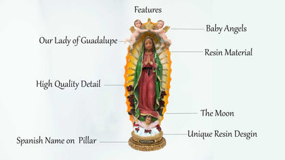 MrcjSales - Our Lady of Guadalupe w/ Baby Angels Statue | Multiple Sizes, Resin Craftsmanship |Perfect for Home, Church & Gifts image 3
