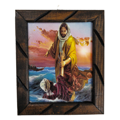 Mrcjsales - Jesus and Peter, at Sea – Rustic Frame, Multiple Sizes, Mexican Art, Symbolizes Hope, Love, Strength. Perfect Home Decor & Unique Gift! image 4