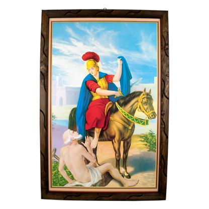 Mrcjsales: San Martin Caballero Wooden Frame - Mexican Art Unique Rustic Design. Multiple Sizes Available! Saint martin knight image 0
