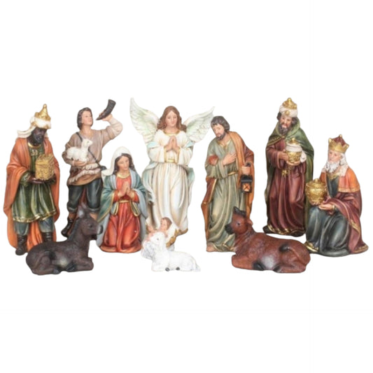 8-Inch Hand-Painted Nativity Set | Resin Figurines | Complete 8-Piece Christmas Decoration image 0