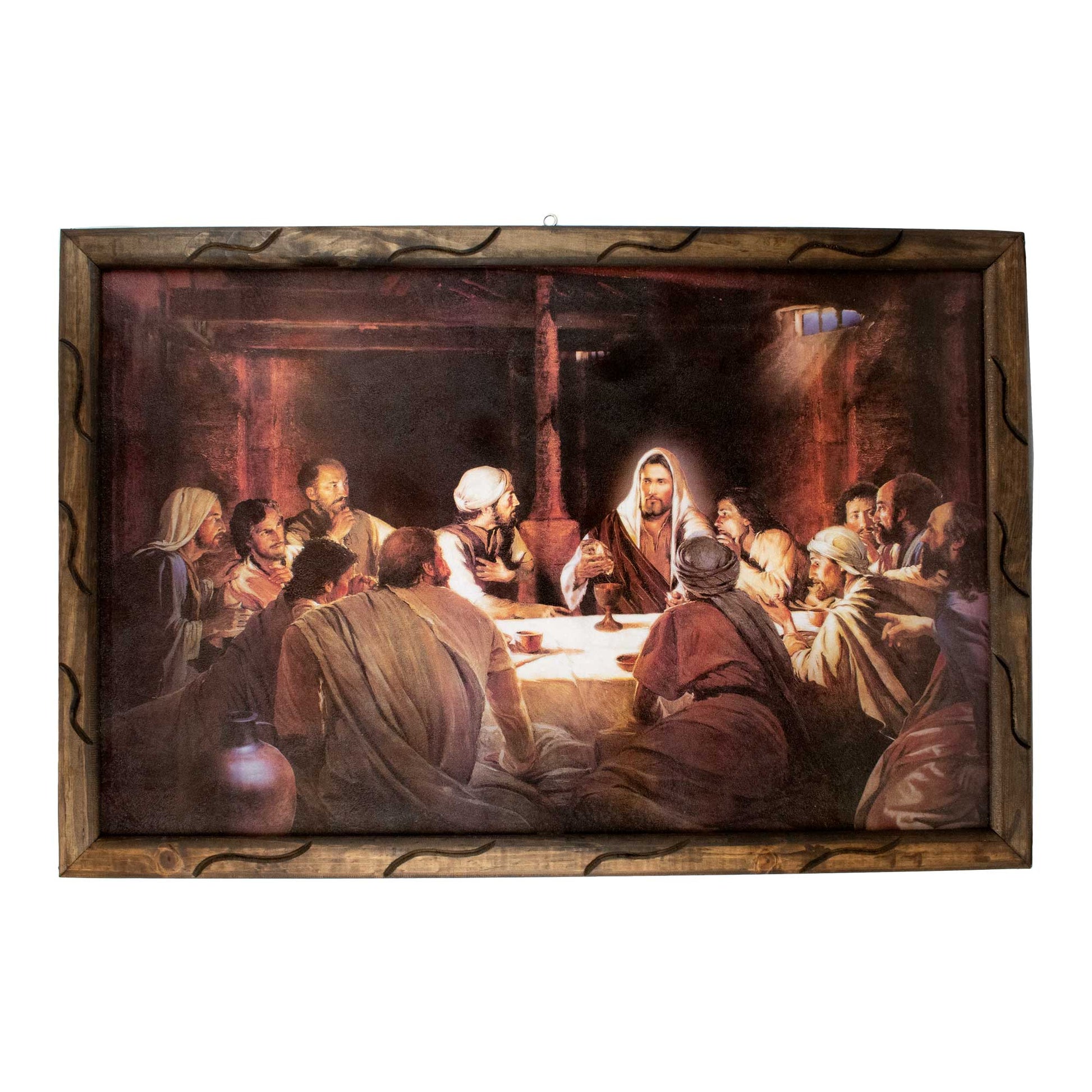 Mrcjsales - Last Supper Ancient – Rustic Frame, Ultima Cena, Hope & Love, Mexican Design, Unique Home Decor & Meaningful Gift! - L | 36"x24" image