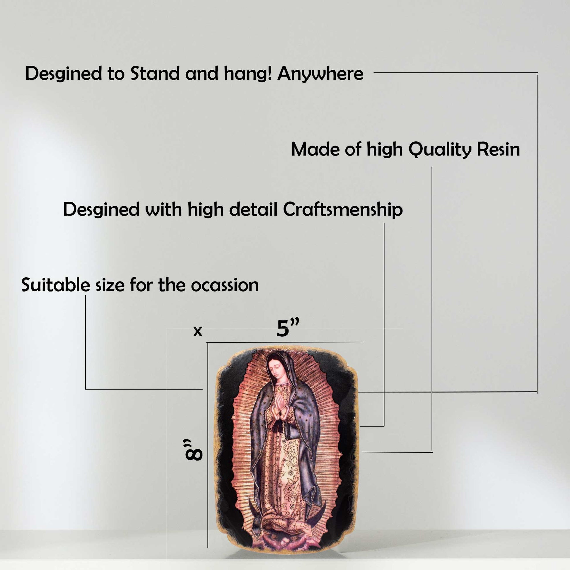 Mrcjsales: Our Lady of Guadalupe Plaque | Pregamino | Resin Craftsmanship | Unique Cultural Symbol image 6