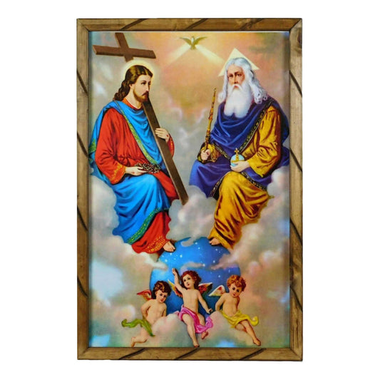 Mrcjsales - The Holy Trinity Wooden Frame - Unique Mexican Art Symbolizing Strength, Hope, Love.Multiple Sizes Available! image 0