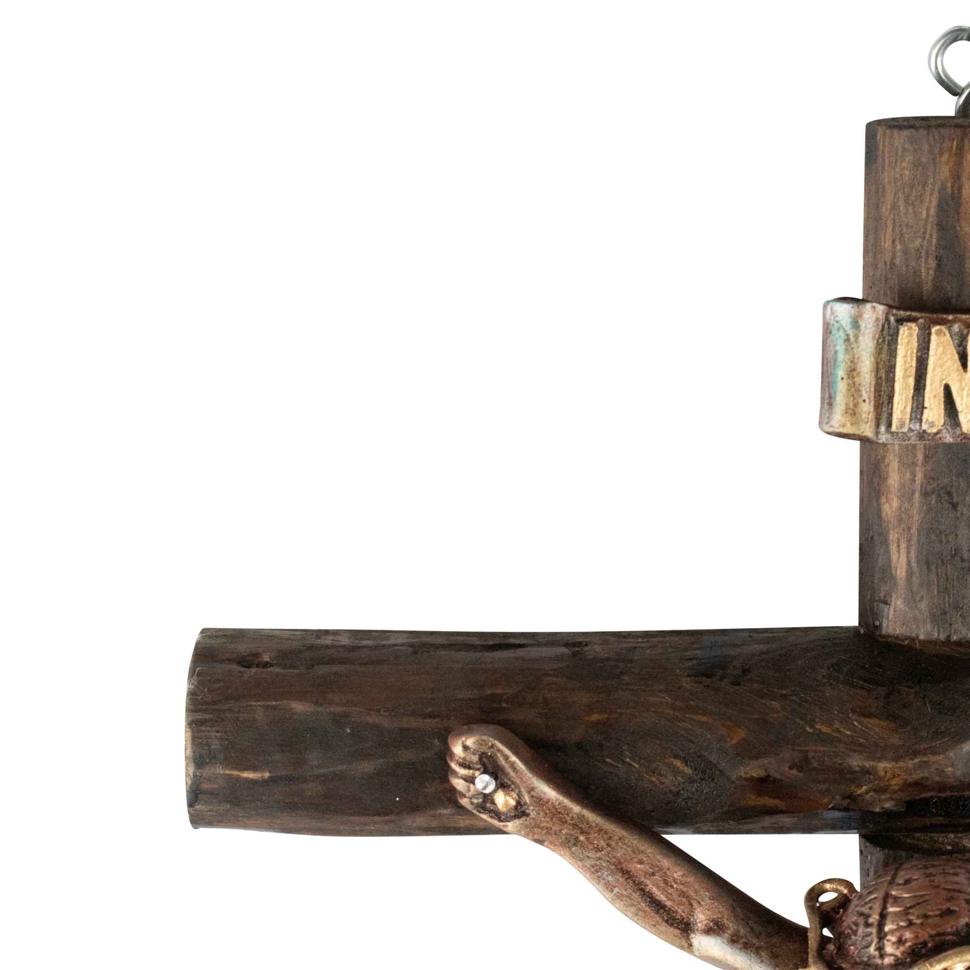Mrcjsales: Jesus Christ Silver-Bronze | Wooden Trunk | Tree Trunk & Resin | Mexican Design | Faith Symbol | Warning: Thorn Crown | Handmade Alterations image 5
