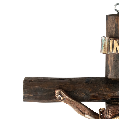 Mrcjsales: Jesus Christ Silver-Bronze | Wooden Trunk | Tree Trunk & Resin | Mexican Design | Faith Symbol | Warning: Thorn Crown | Handmade Alterations image 5