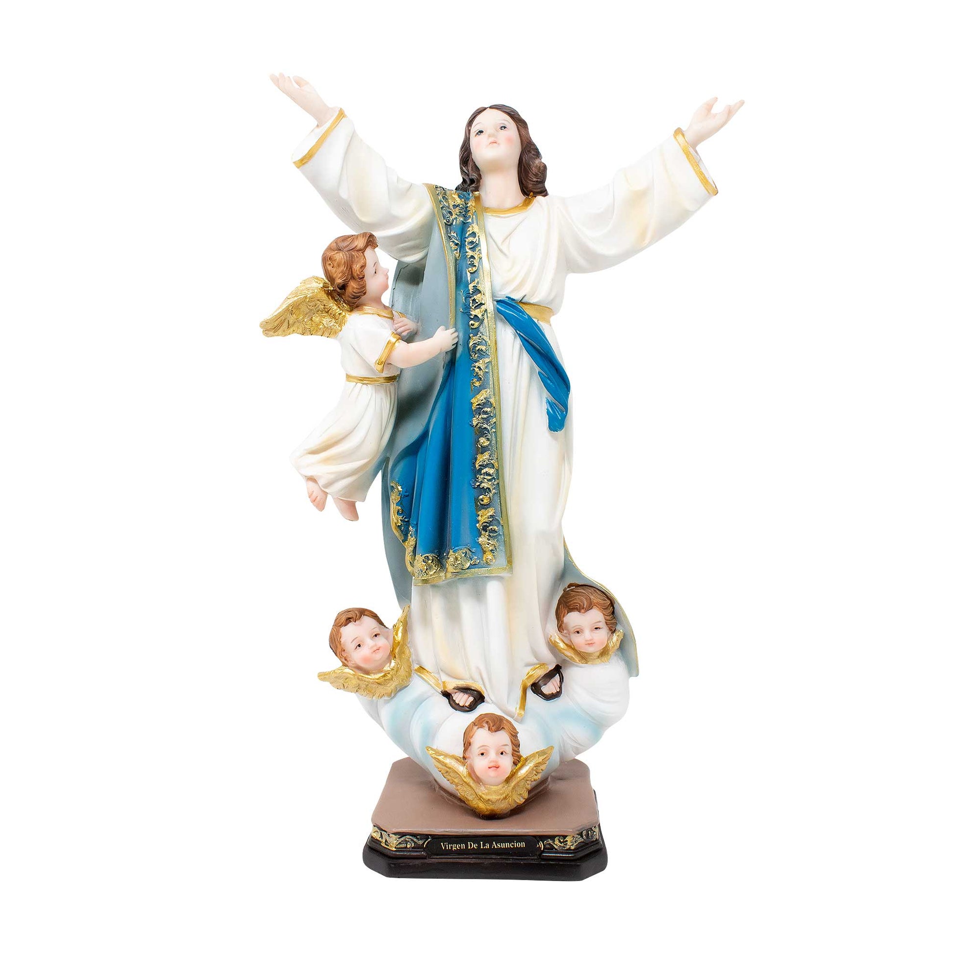 MrcjSales - Virgin of the Assumption Statue | Resin Religious Icon | Multiple Sizes | Church Decor, Home Altars | Spanish Name | Elegant & Detailed image 0
