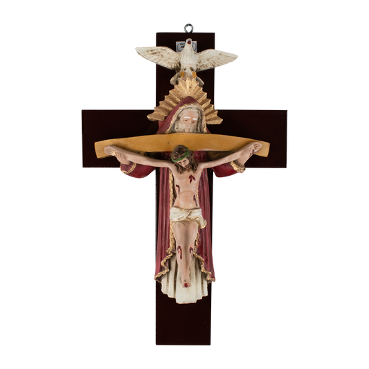 Mrcjsales: Holy Trinity Red Crucifix | Santísima Trinidad| Polyester & Resin | Multiple Sizes | Made in Mexico | Perfect Christian Gift! image 0