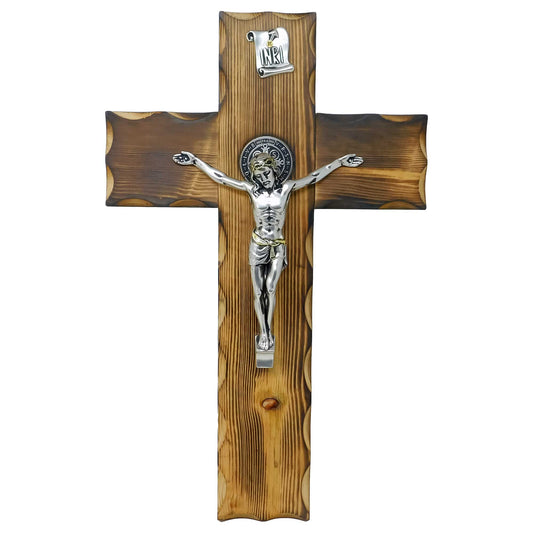Saint Benedict Crucifix Burned Wood image 0