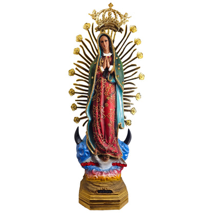MrcjSales - Our Lady Of Guadalupe Resin Statue | Handcrafted Religious | Multiple Sizes for Church Decor, Home Altars - XL x 28″ Inches image