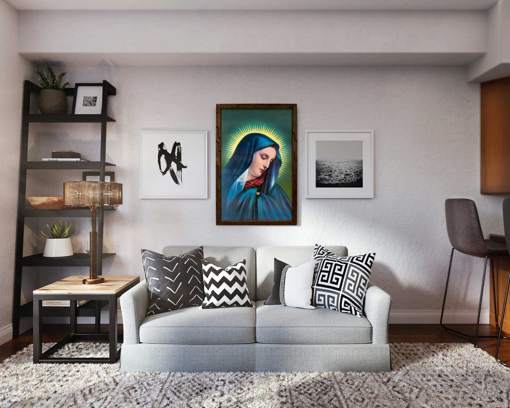 Mrcjsales - Lady of Sorrows – Rustic Frame, Virgen Dolorosa, Mexican Art, Symbolizes Hope, Love, Strength. Perfect Home Decor & Unique Gift! image 1