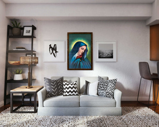 Mrcjsales - Lady of Sorrows – Rustic Frame, Virgen Dolorosa, Mexican Art, Symbolizes Hope, Love, Strength. Perfect Home Decor & Unique Gift! image 1