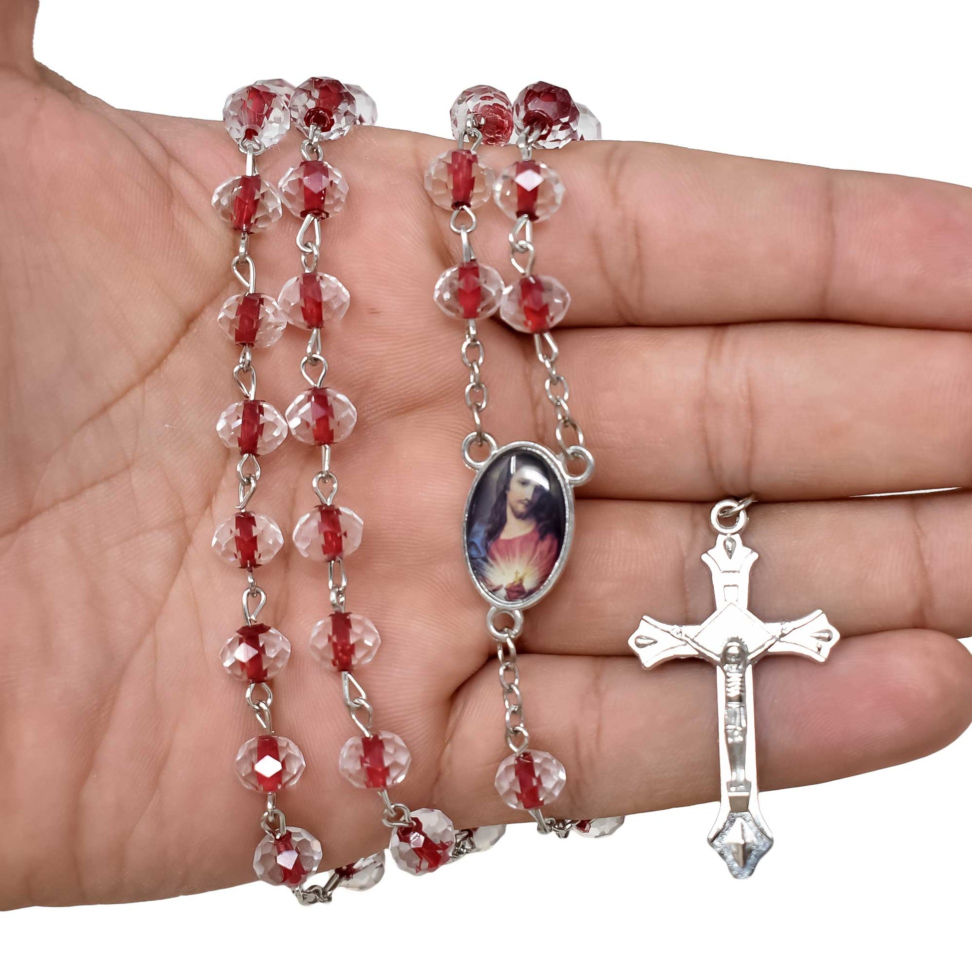 Sacred Heart of Jesus Crystal Rosary image 2