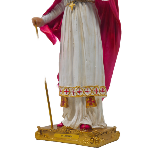 Saint Cyprian 12" Statue (San Cipriano) – Resin Material, Staff, Name Engraved, Catholic Home, Religious Gifts image 3