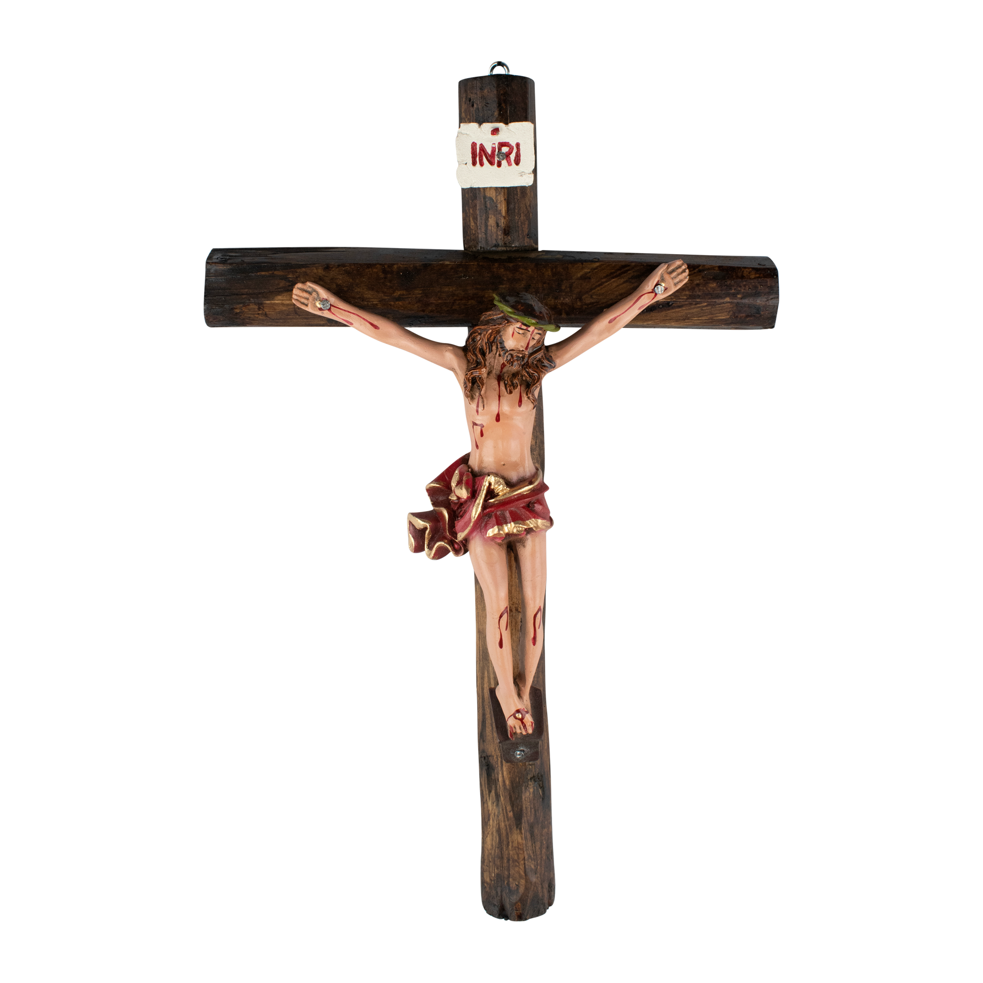Mrcjsales: Jesus Christ Red | Wooden Trunk Gift | Tree Trunk & Resin | Mexican Design | Faith Symbol | Warning: Thorn Crown | Handmade Alterations - S | 14" image
