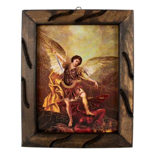Mrcjsales - St. Michael Essence - Rustic Frame, Symbol of Strength, Hope, and Spiritual Comfort. Ideal Gift for Special Occasions! - M | 18"x13" image