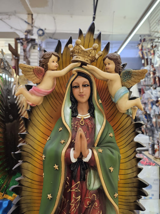 36-Inch Lady of Guadalupe Statue - Exquisite Virgen de Guadalupe Figurine for Devotional Spaces image 1
