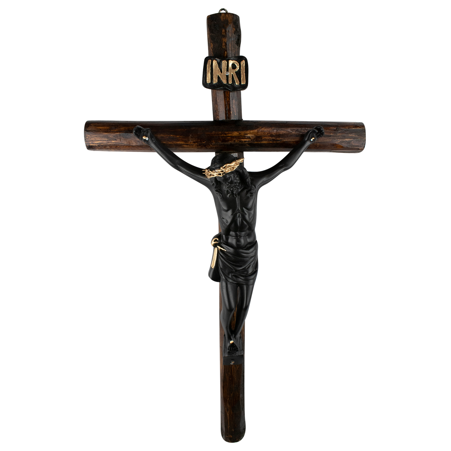 Mrcjsales: Jesus Christ Black | Wooden Trunk | Tree Trunk & Resin | Mexican Design | Faith Symbol | Warning: Thorn Crown | Handmade Alterations - L | 28" image