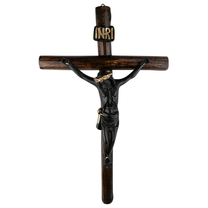 Mrcjsales: Jesus Christ Black | Wooden Trunk | Tree Trunk & Resin | Mexican Design | Faith Symbol | Warning: Thorn Crown | Handmade Alterations - L | 28" image