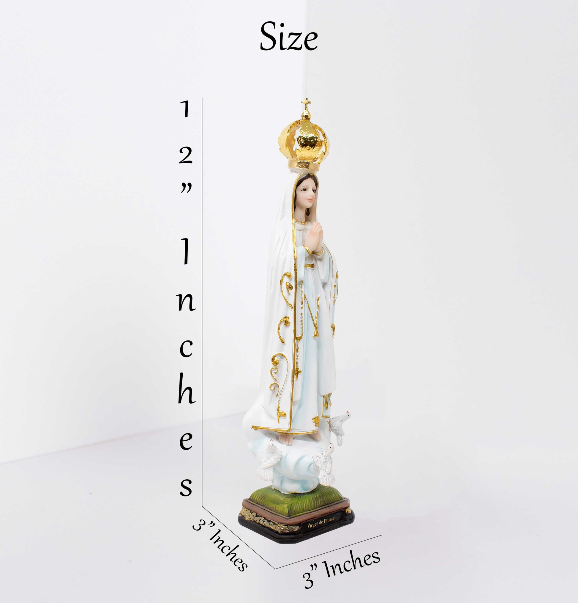 Virgin of Fatima Resin Statue Sculpture for Altars, Prayers, & Gifts Virgen de Fatima 12', 16', 24' inches image 3