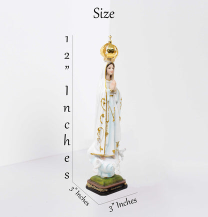 Virgin of Fatima Resin Statue Sculpture for Altars, Prayers, & Gifts Virgen de Fatima 12', 16', 24' inches image 3